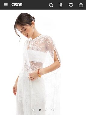 ASOS White Lace Cape-Sleeve Sheath Dress